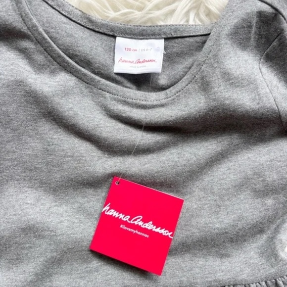 Hanna Andersson NWT Unicorn Appliqué Long Sleeve Dress Dark Heather Gray 6-7 - Picture 4 of 5